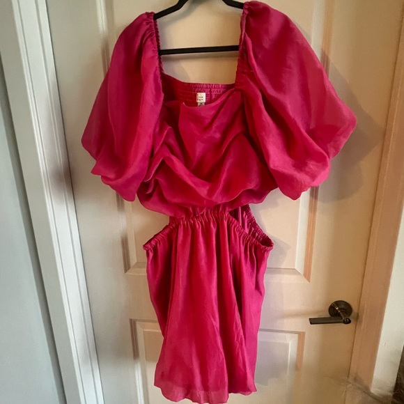 Target’s a new day Hot Pink Organza Puff Sleeve with Side Cut Outs Aline - Picture 2 of 8
